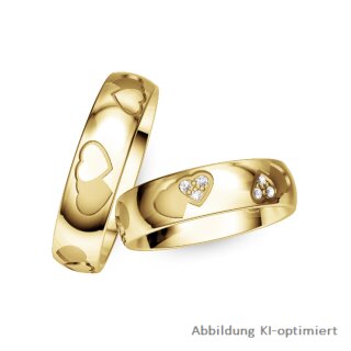 Eheringe einfarbig Gelbgold mit Brillant