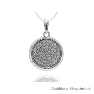 Silverglam Anhänger mit Zirkonia aus Silber 925,  rund mit Rand