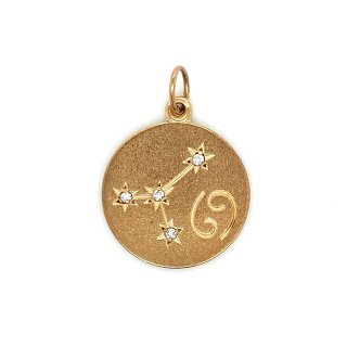 Tierkreiszeichen Sternzeichen Anhänger mit Zirkonia echt Gold 333 rund 22x16mm - Krebs / 69
