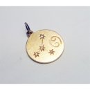 Tierkreiszeichen Sternzeichen Anhänger mit Zirkonia echt Gold 333 rund 22x16mm - Krebs / 69
