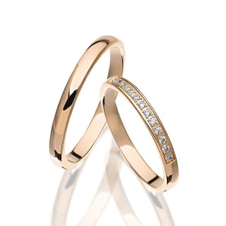 Trauringe schmal Rotgold mit 12 Brillanten