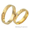 Trauringe Gelbgold mit Brillantschliffmuster und  Brillant