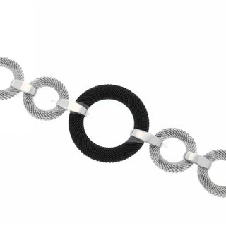 Armband schwarz/silber Meshgewebe, Edelstahl , 19cm