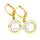 Ohrpendel Ohrhänger Tropfen und Kreis bicolor gelb/weiß mit Zirkonia echt Gold 333 Glanz 27x11mm