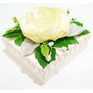 Ringschachtel, Ringbox mit 1 weißen Rose  für Trauringe