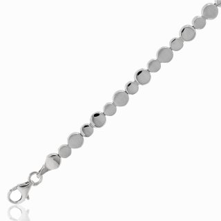 Armband, 925 Silber, rhodiniert, matt/glänzend, runde Elemente, 19 cm
