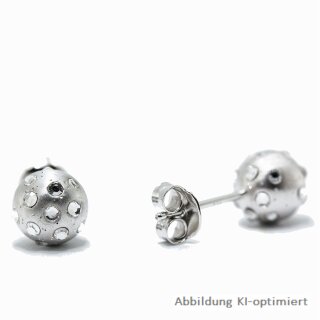 SILVERGLAM Ohrstecker, 925 Silber, rhodiniert, Zirkonia, matt, rund