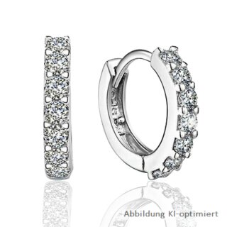 dj - Kleine Creolen silberfarben mit Zirkonia 1,3cm Durchmesser