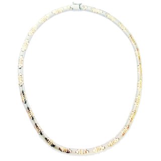 Collier Halskette 585 Gelbgold/Weißgold, mattiert/poliert, 40cm