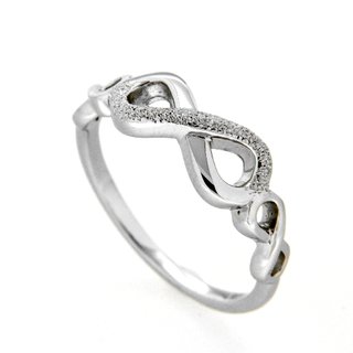 SILVERGLAM Ring Silberring Infinity mit Brillantschliff Silber 925 poliert rhodiniert Ringweite 52