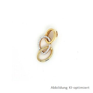 Anhänger f. Kette 3 Ovale mit Zirkonia Gold 333