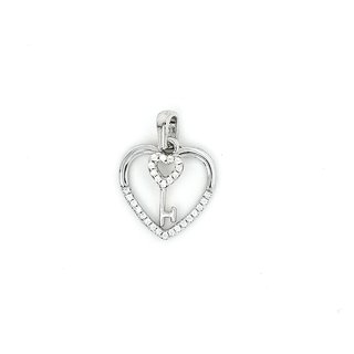 Lovely Hearts Anhänger Herz mit Schlüssel Silber 925 mit Zirkonia