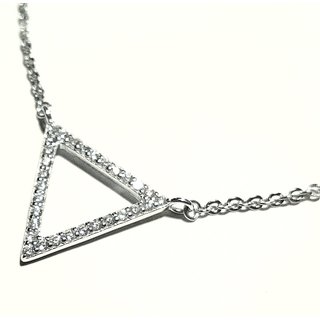 SILVERGLAM Collier Halskette Dreieck Silber mit Zirkonia Länge 42+4cm