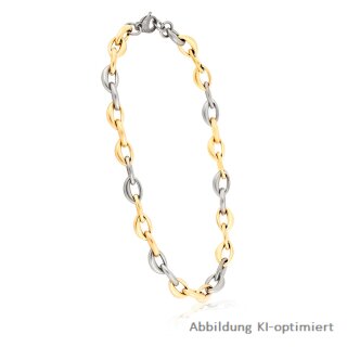 Collier Edelstahl zweifarbig gelb/weiß matt Länge 49cm