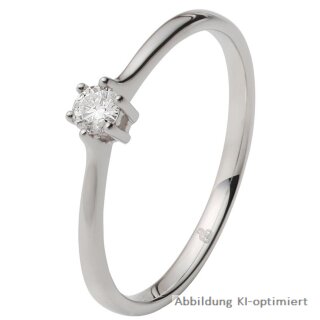 Solitärring Verlobungsring Antragsring Weißgold mit Brillant 0,110ct. in 6er Krappe