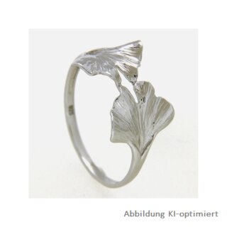 Ring, Silber 925/- rhodiniert, "Ginkgo", Breite ca.12mm, poliert, gegossen.