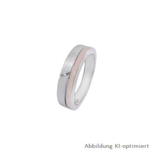 Yo Design Ring bicolor ,Silber ,Zirkonia ,poliert/grobmattiert - Kollektion Traffic Rosé