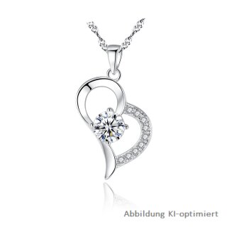 Herzanhänger Silber mit Zirkonia inkl Kette Länge 40+5cm