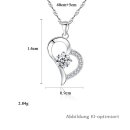 Herzanhänger Silber mit Zirkonia inkl Kette Länge 40+5cm