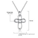 dj - Anhänger Kreuz mit Herz Silber Glanz mit Kette 45cm