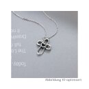 dj - Anhänger Kreuz mit Herz Silber Glanz mit Kette 45cm