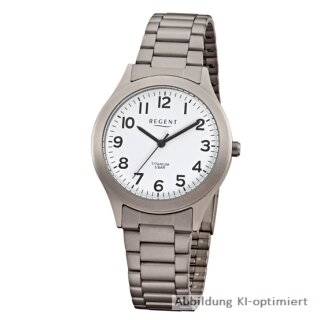 Regent Herrenuhr mit Metallband Titan matt F-837