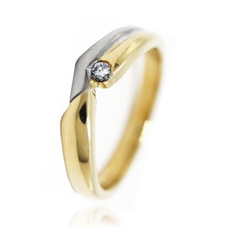 Brillantring Damenring Gold zweifarbig gelb/weiß mit Brillant BRILLANTIS Ringweite 57