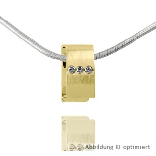 Anhänger rechteckig mit 3 Zirkonia Gold matt/Glanz