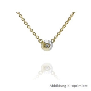 BRILLANTIS - Goldenes Collier Halskette mit Kugel zweifarbig gelb/weiß und Brillant 43+2cm
