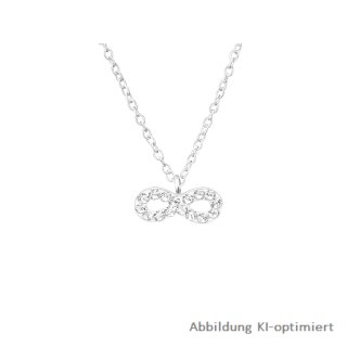 dj - Anhänger "Infinity" Echt Silber Glanz und 16 Zirkonia inkl. Kette, Kettenlänge 45cm