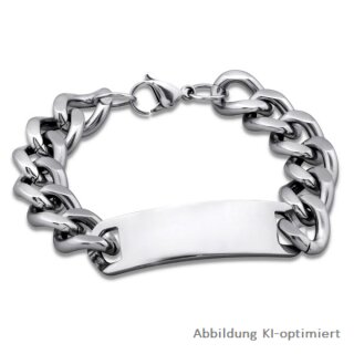 dj - Breites Armband Identband Edelstahl poliert 22cm+1,5cm