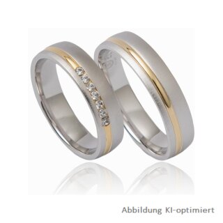 Trauringe Eheringe zweifarbig aus Gelb/Weißgold mit Brillant Diamant