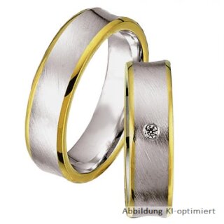 Trauringe Eheringe zweifarbig aus Weißgold/Gelbgold mit  Brillanten