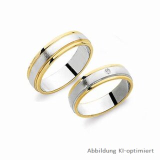 Trauringe Eheringe zweifarbig aus Gelbgold/Weißgold mit  Brillanten