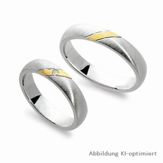 Trauringe Eheringe zweifarbig aus Weißgold/Gelbgold mit  Brillanten