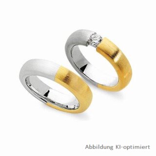 Trauringe Eheringe zweifarbig aus Weißgold/Gelbgold mit  Brillanten