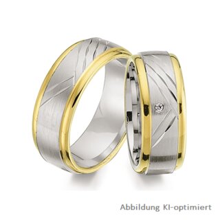 Trauringe Eheringe zweifarbig aus Gelbgold/Weißgold mit  Brillanten