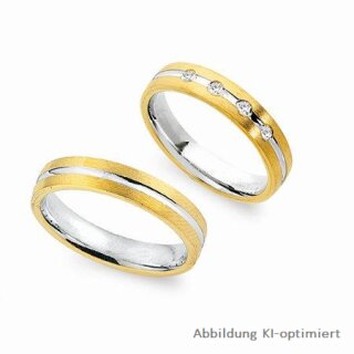 Trauringe Eheringe zweifarbig aus Gelbgold/Weißgold mit 4 Brillanten