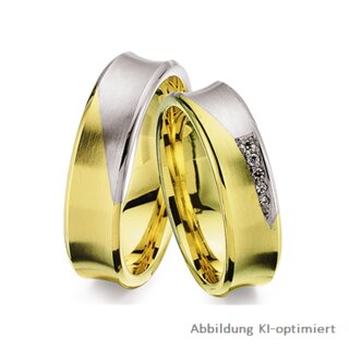 Trauringe Eheringe zweifarbig aus Gelbgold/Weißgold mit 5 Brillanten