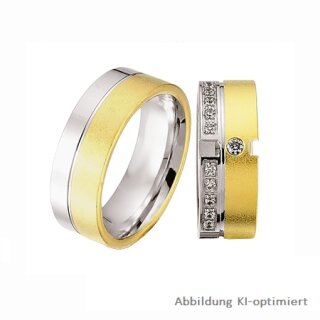 Trauringe Eheringe zweifarbig aus Gelbgold/Weißgold mit  Brillanten