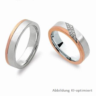 Trauringe Eheringe zweifarbig aus Weißgold/Rotgold mit  Brillanten