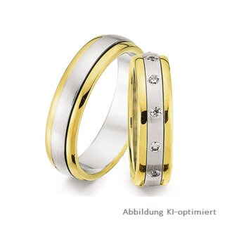 Trauringe Eheringe zweifarbig aus Gelbgold/Weißgold mit  Brillanten