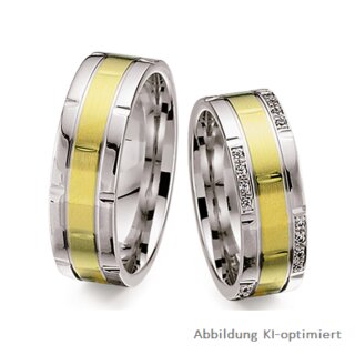Trauringe Eheringe zweifarbig aus Gelbgold/Weißgold mit  Brillanten