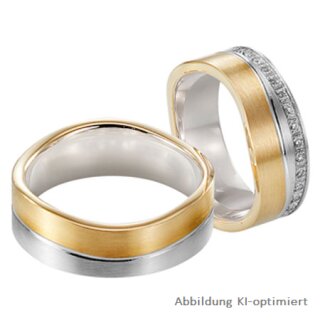 Trauringe Eheringe zweifarbig aus Gelbgold/Weißgold mit  Brillanten