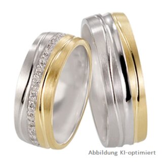 Trauringe Eheringe zweifarbig aus Gelbgold/Weißgold mit  Brillanten