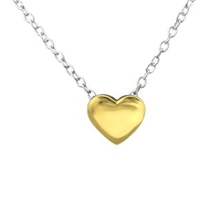 Lovely Hearts Halskette echt Silber mit vergoldetem Herz Länge 45cm