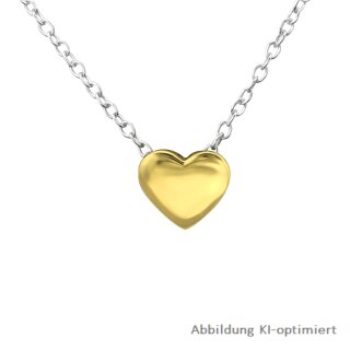Lovely Hearts Halskette echt Silber mit vergoldetem Herz Länge 45cm