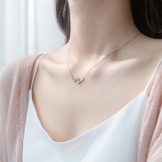SILVERGLAM Collier Halskette Herzschlag echt Silber 925 mit Zirkonia Länge 41+3cm