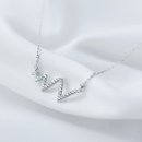 SILVERGLAM Collier Halskette Herzschlag echt Silber 925 mit Zirkonia Länge 41+3cm