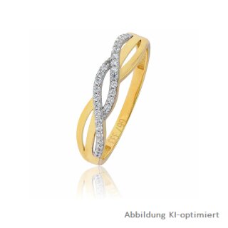 Damenring Ring geflochten Zirkonia 333 Gold 8kt Glanz